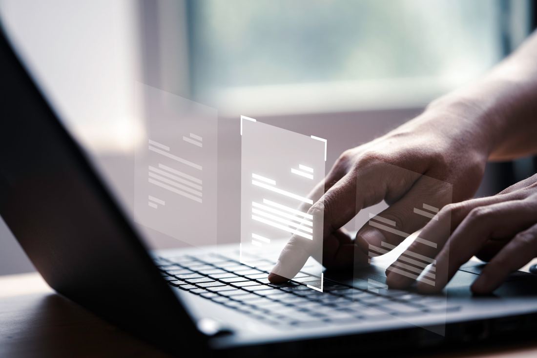 Documents numériques sur un ordinateur portable
