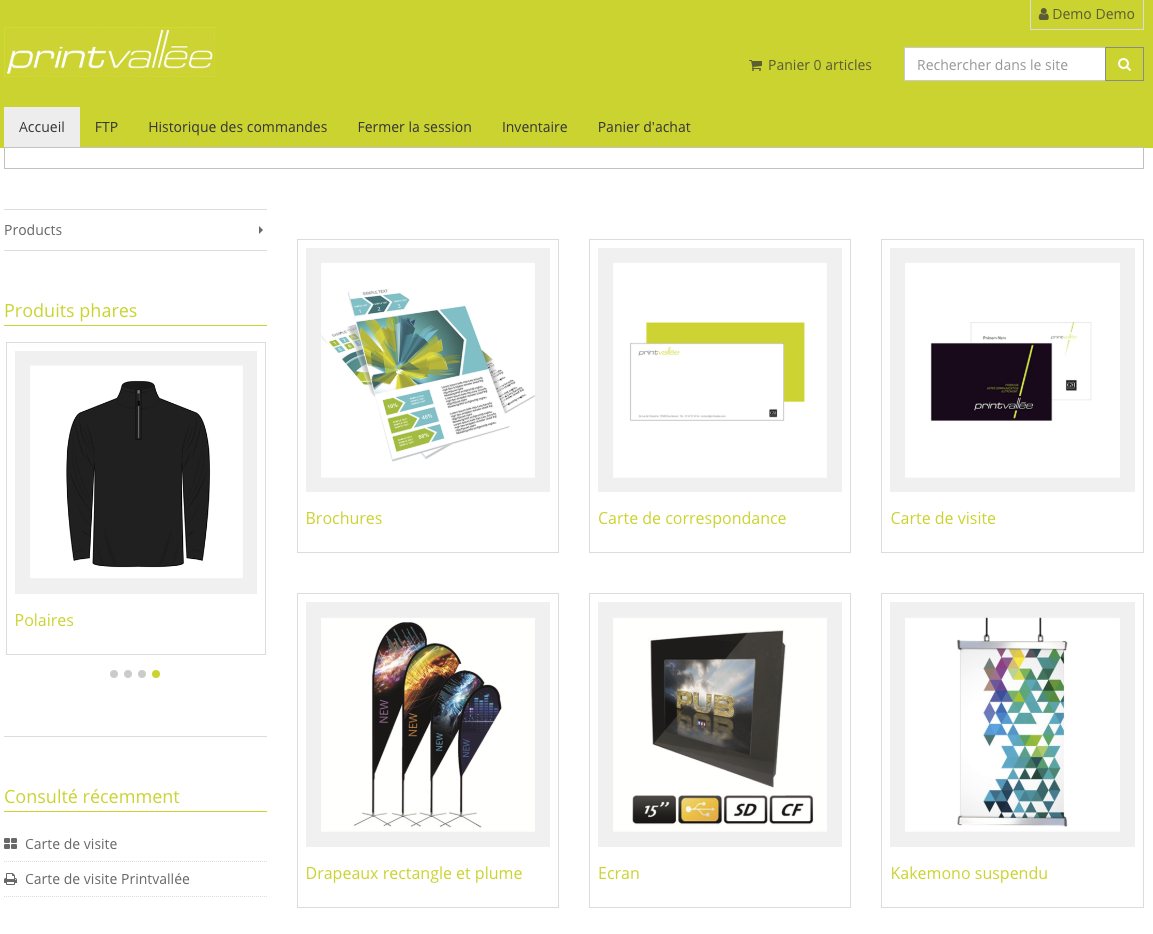 Page d'accueil du catalogue standard de la marketplace